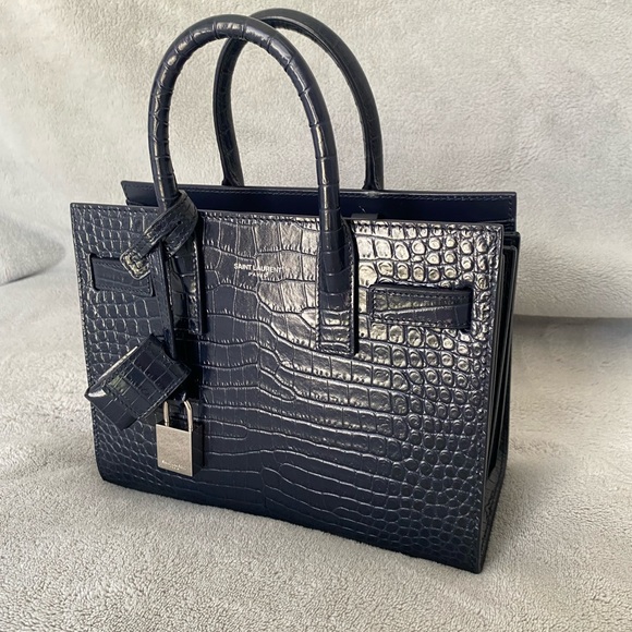 Saint Laurent - Sac de Jour Nano in Navy Embossed Crocodile Shiny leather - Picture 3 of 10